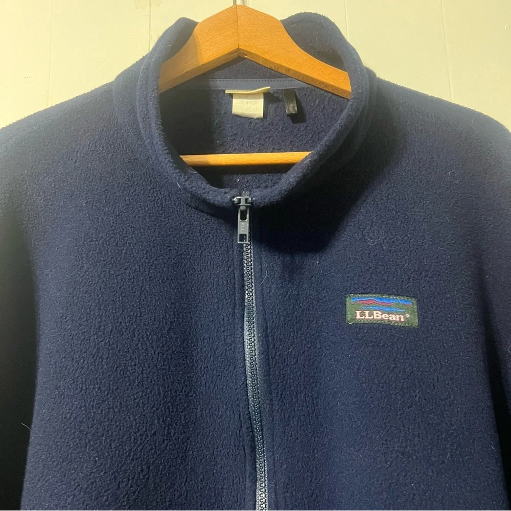 L.L. Bean Vintage 90’s Men's Deep Blue Zip-Up Fleece Jacket Size XL Tall